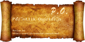 Pántlik Osszián névjegykártya